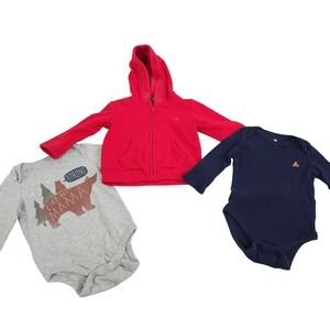 BabyGap Boy 6-12 Months Bundle Lot Red Zip Hoodie Bodysuits - 3 items
